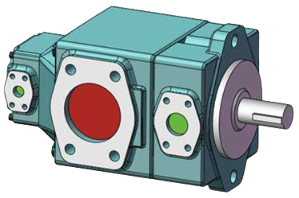 PV2R13系列油研葉片泵尺寸，PV2R13-※-※-F油研雙聯(lián)葉片泵3D模型